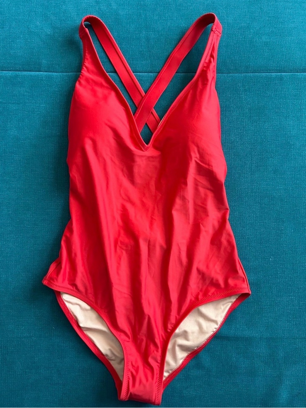 JCREW size 6 Red Crisscross Back One-Piece Swimsuit